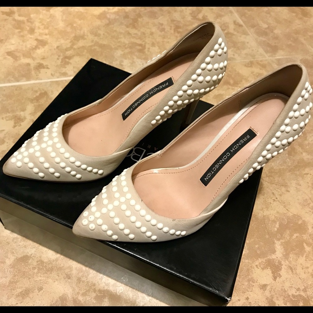 French Connection white heels